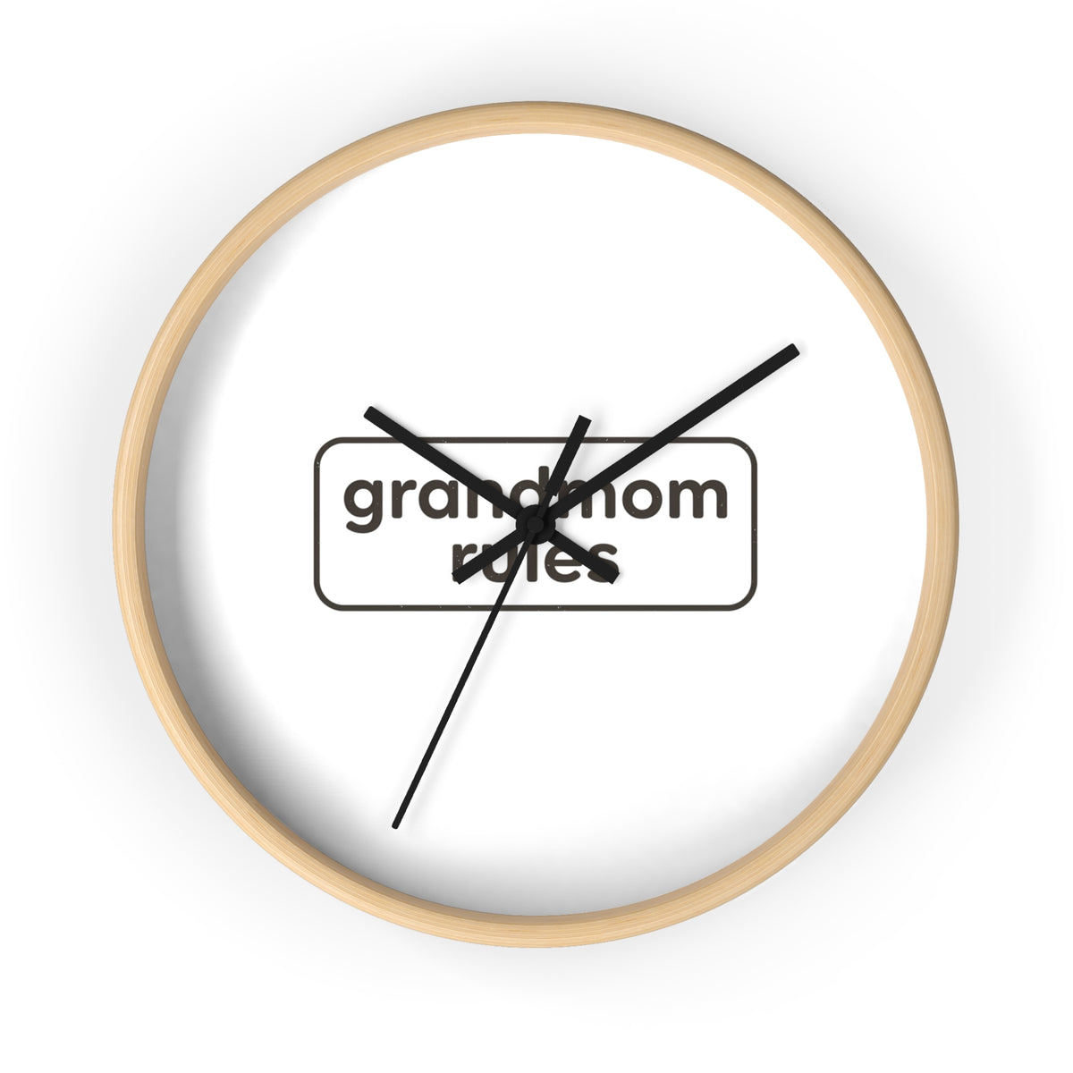 Modern wall clock by Printify, round home decor with a sleek design and black frame, perfect for living room or office walls.