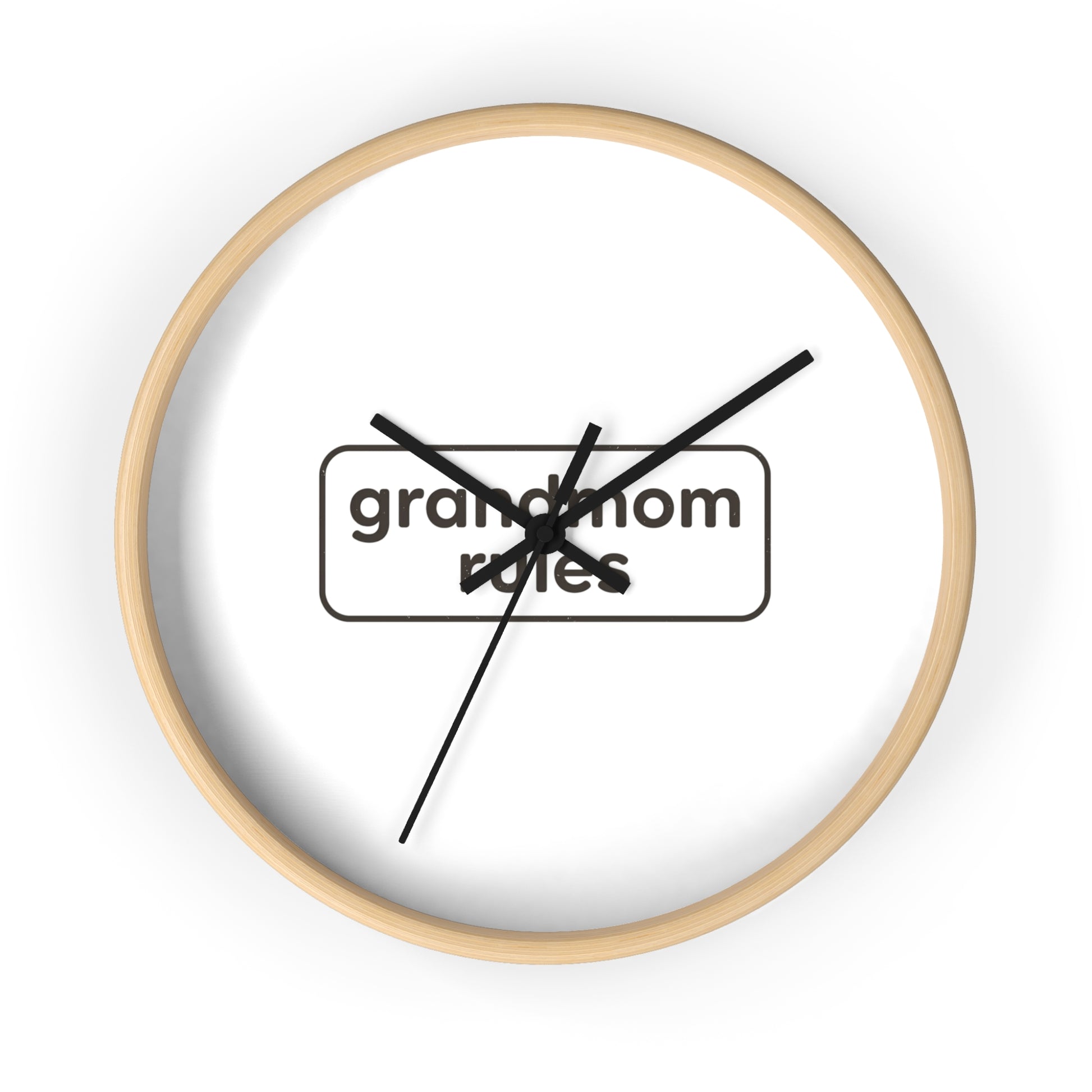 Modern wall clock by Printify, round home decor with a sleek design and black frame, perfect for living room or office walls.