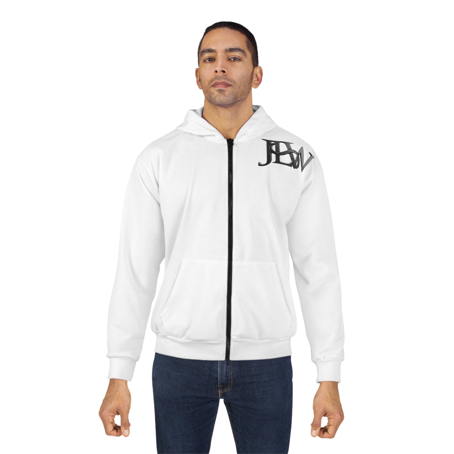 Unisex zip hoodie with all-over print design from Printify, featuring vibrant patterns and comfortable casual style.