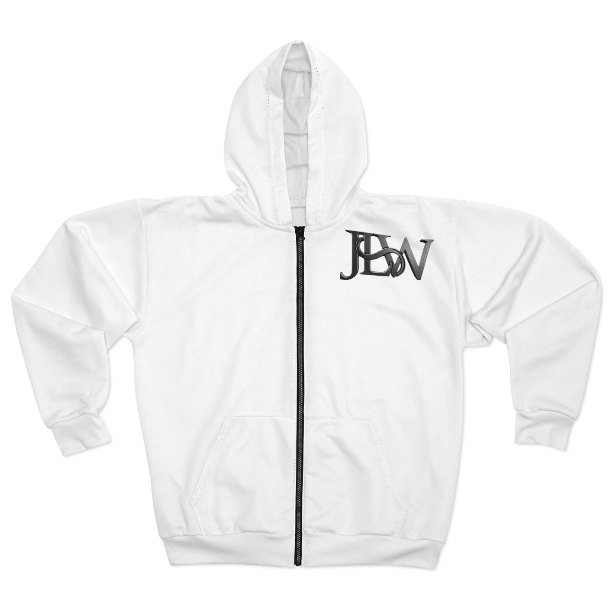 Unisex zip hoodie with all-over print design from Printify, featuring vibrant, colorful patterns on soft fabric.
