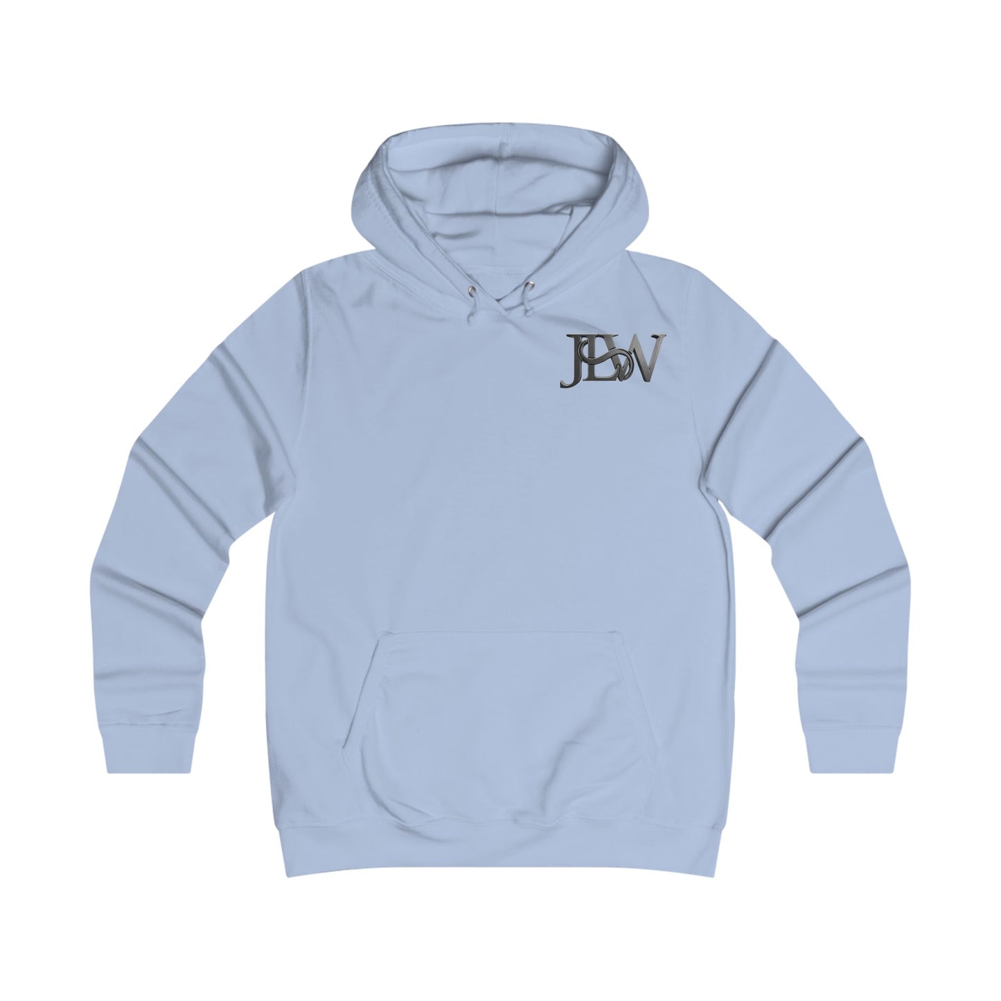 Girlie College Hoodie by Printify, soft fabric with a casual fit, featuring a college-inspired design in pink and white.