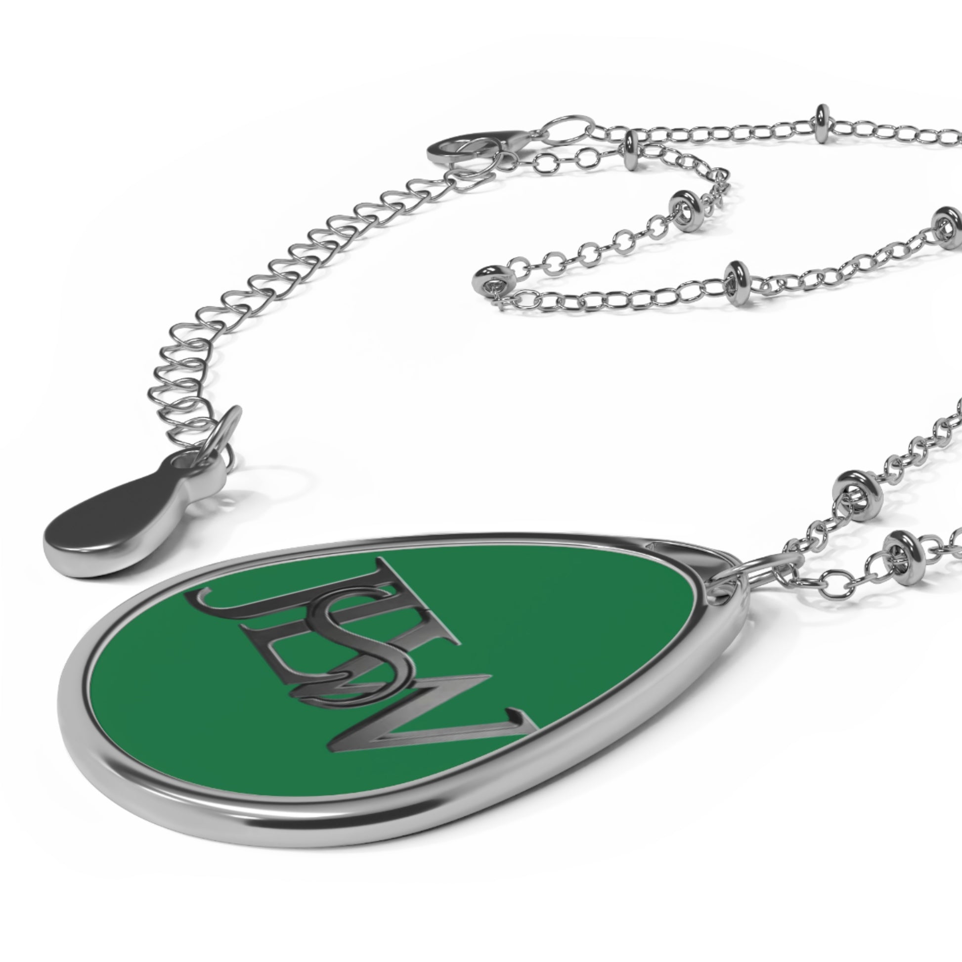 Printify oval necklace accessory with a sleek, polished oval pendant on a delicate chain, perfect for everyday style.