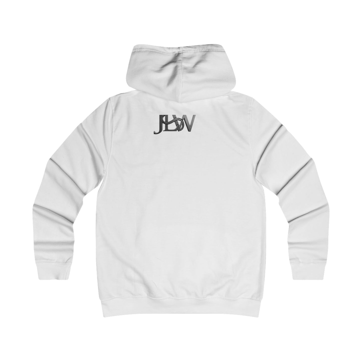 Printify Girlie College Hoodie in soft fabric, featuring a stylish design and comfortable fit, shown on a model.
