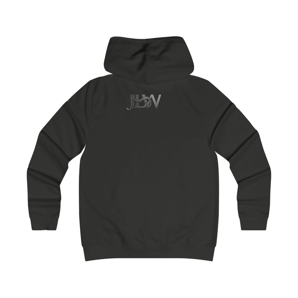 Printify Girlie College Hoodie, soft cotton hoodie with a relaxed fit and college-inspired design, shown on a model.