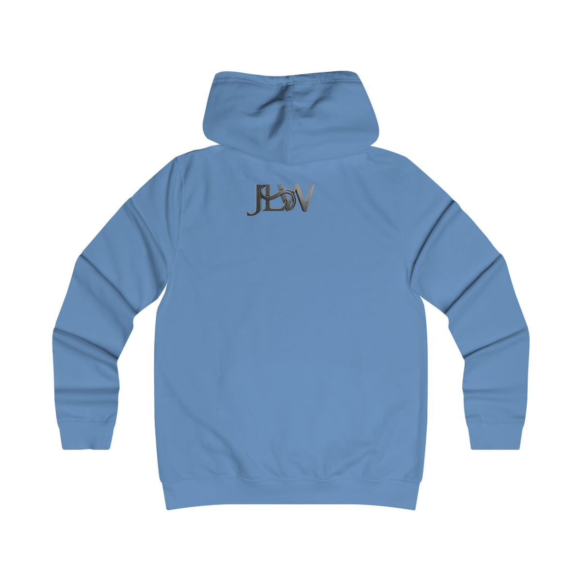 Girlie College Hoodie by Printify, featuring a comfortable casual hoodie with a feminine design and soft fabric, shown on a model.