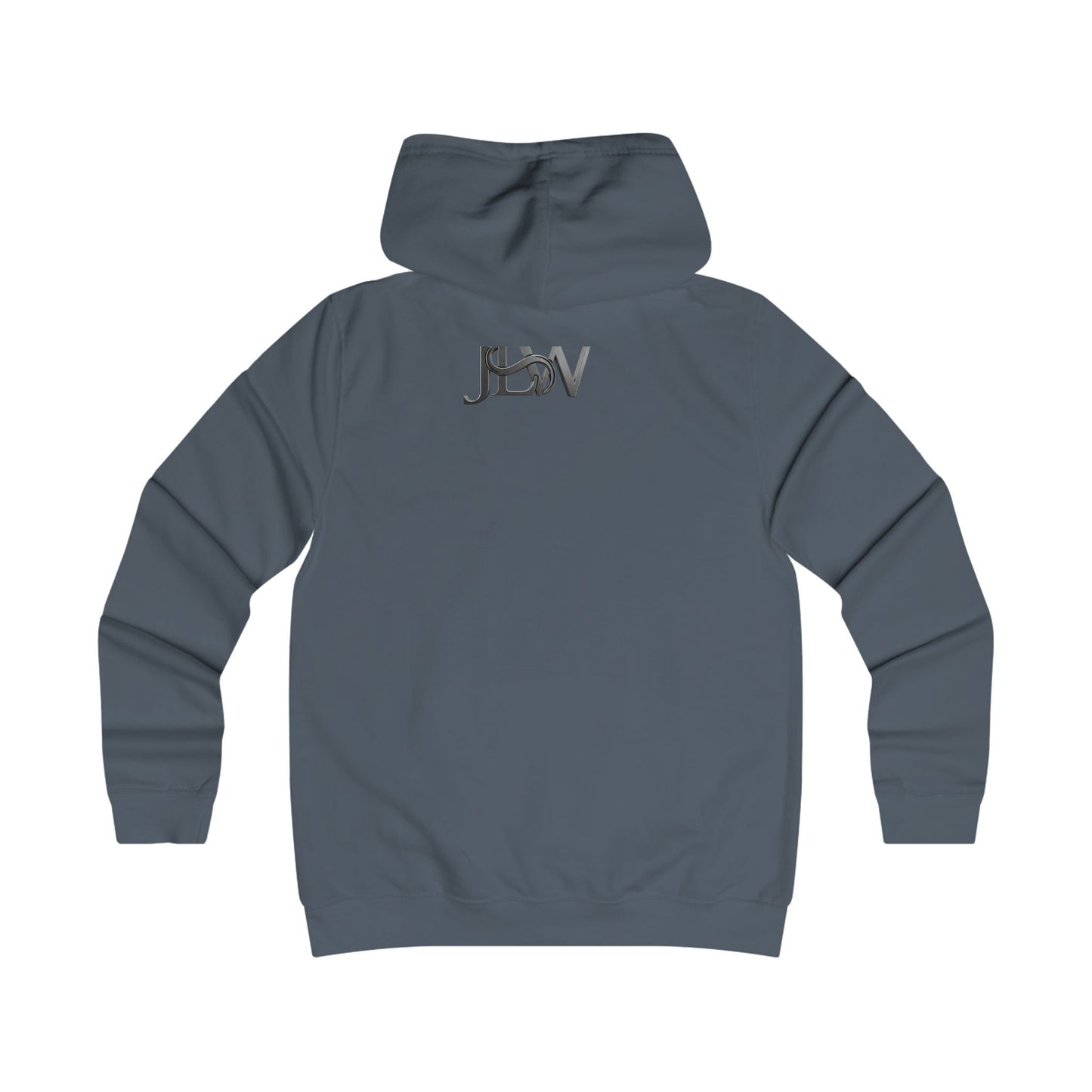 Girlie College Hoodie by Printify featuring a casual hoodie with a feminine design and comfortable fit, shown on a model.
