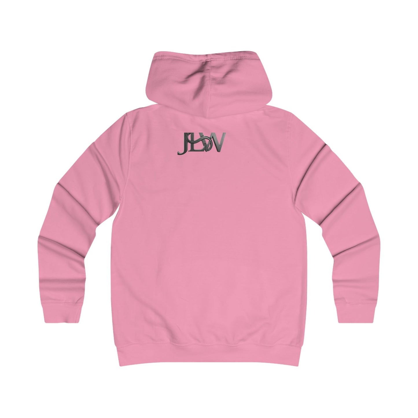 Girlie College Hoodie by Printify featuring a casual fit and college-inspired design, shown in a soft fabric with a hood and front pocket.