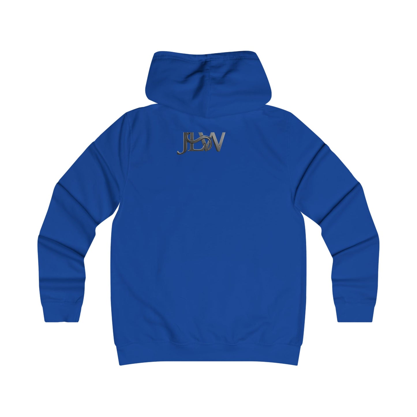 Printify Girlie College Hoodie in soft fabric, featuring a stylish design, displayed on a hanger with a neutral background.
