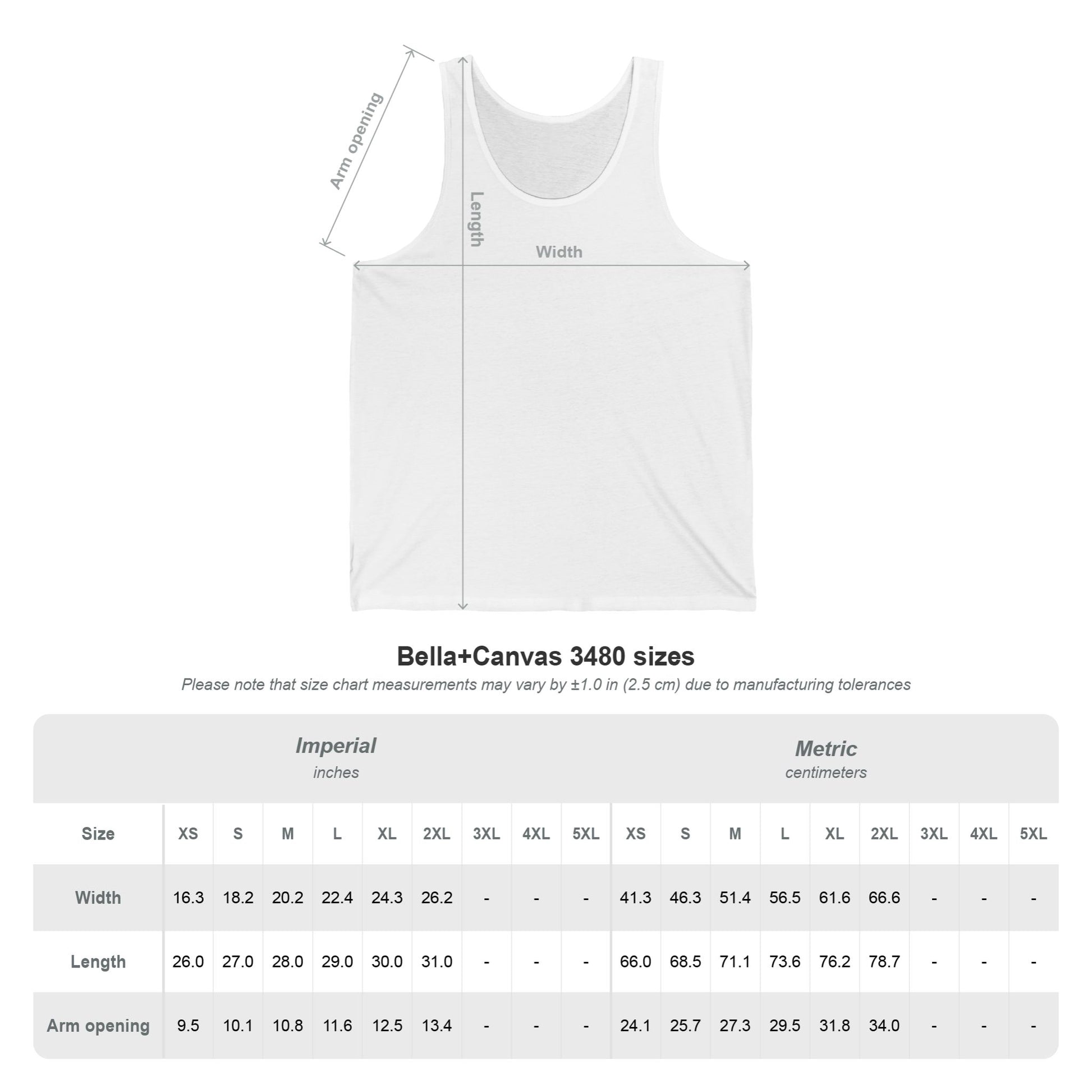 Unisex Jersey Tank Top by Printify, plain white sleeveless shirt with round neckline, casual style, on a white background.