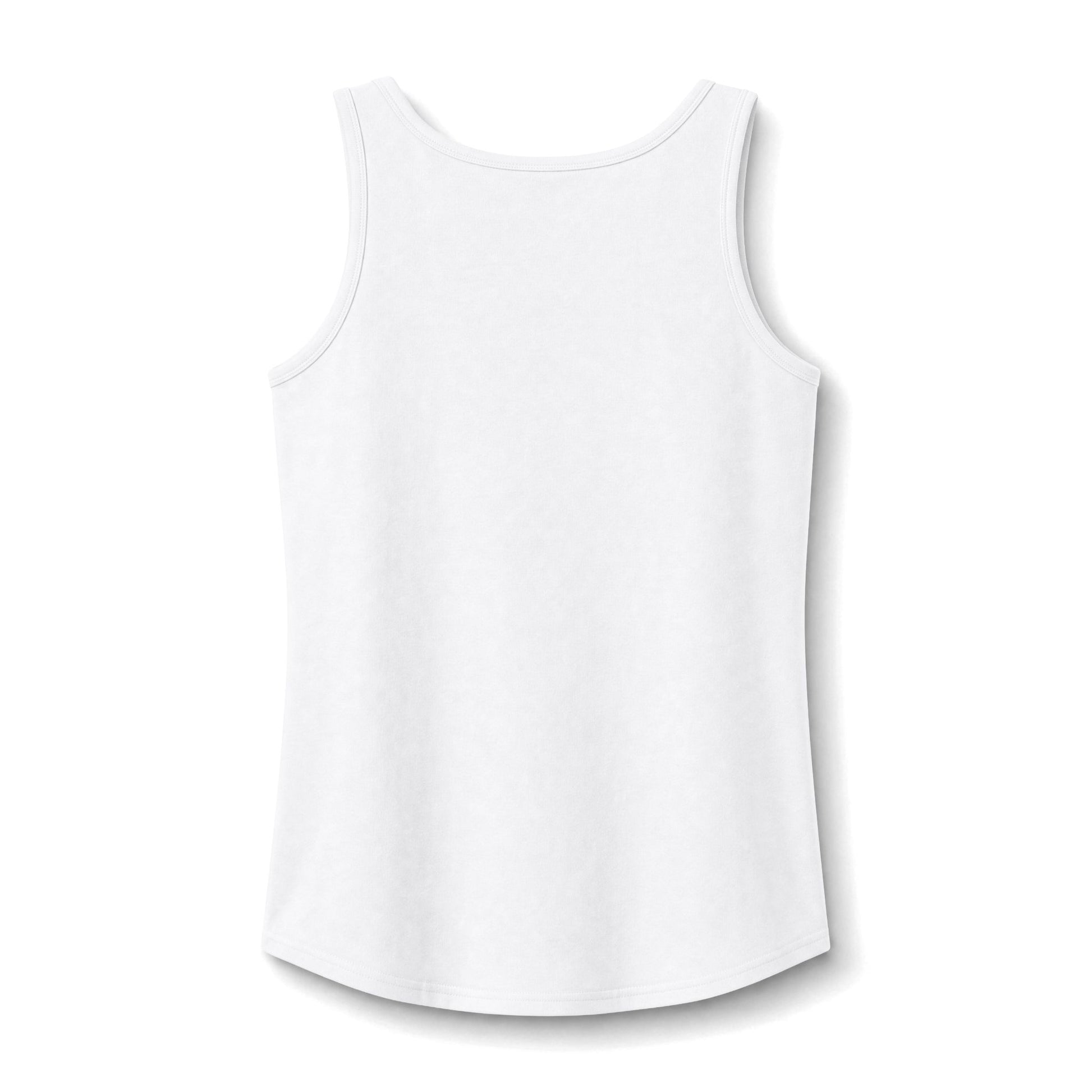 Women's core cotton tank top by Printify, plain white sleeveless shirt with scoop neckline, casual and comfortable fit.