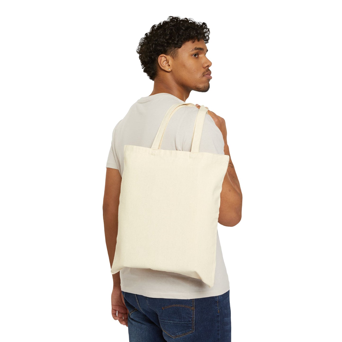 Cotton canvas tote bag by Printify with sturdy handles, natural beige color, and spacious design for everyday carrying.