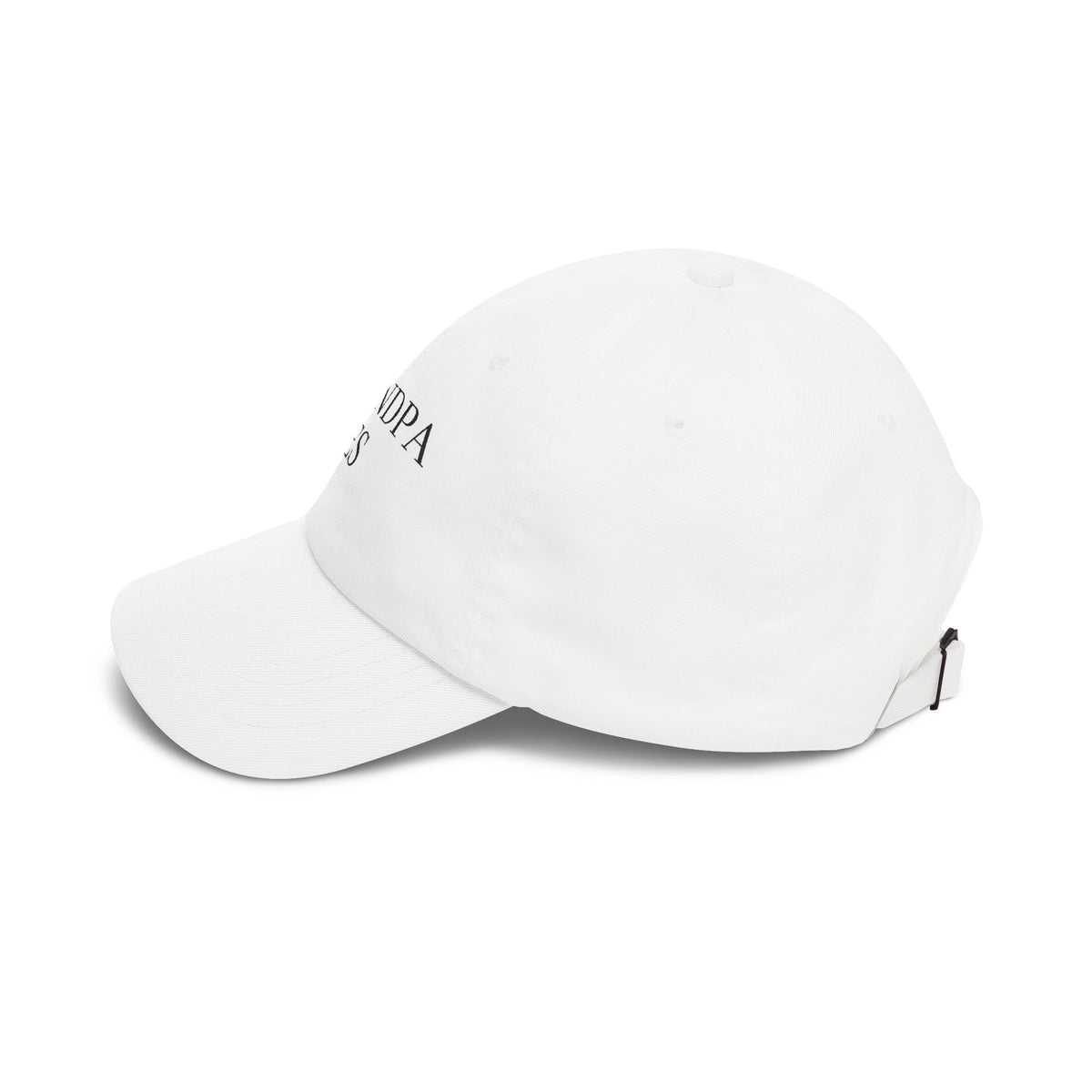 Printify Classic Dad Cap hat with curved brim and adjustable strap, made of durable fabric, shown from front view.