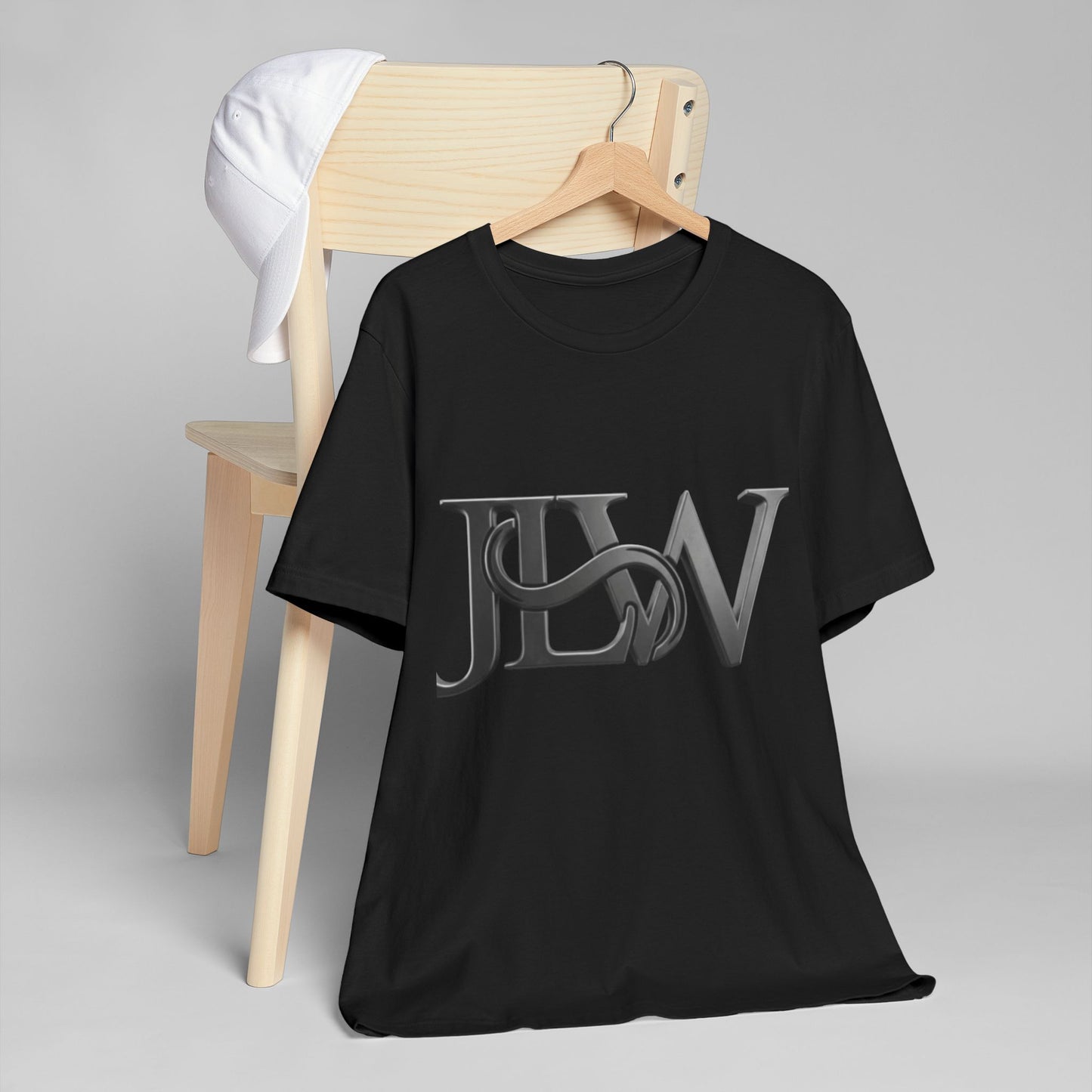 Unisex jersey T-shirt by Printify, featuring a soft fabric and classic fit, shown in a neutral color on a hanger.