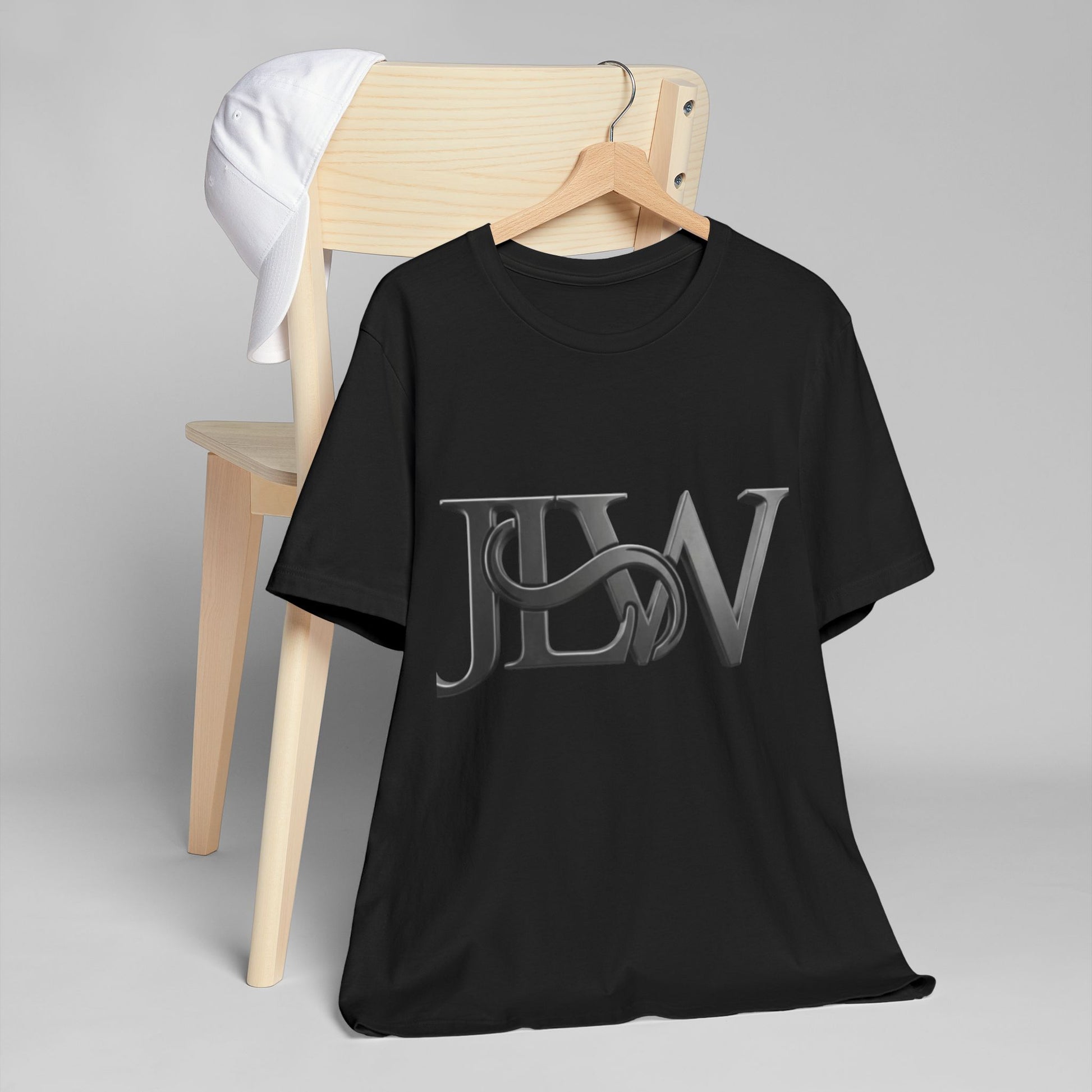 Unisex jersey T-shirt by Printify, featuring a soft fabric and classic fit, shown in a neutral color on a hanger.