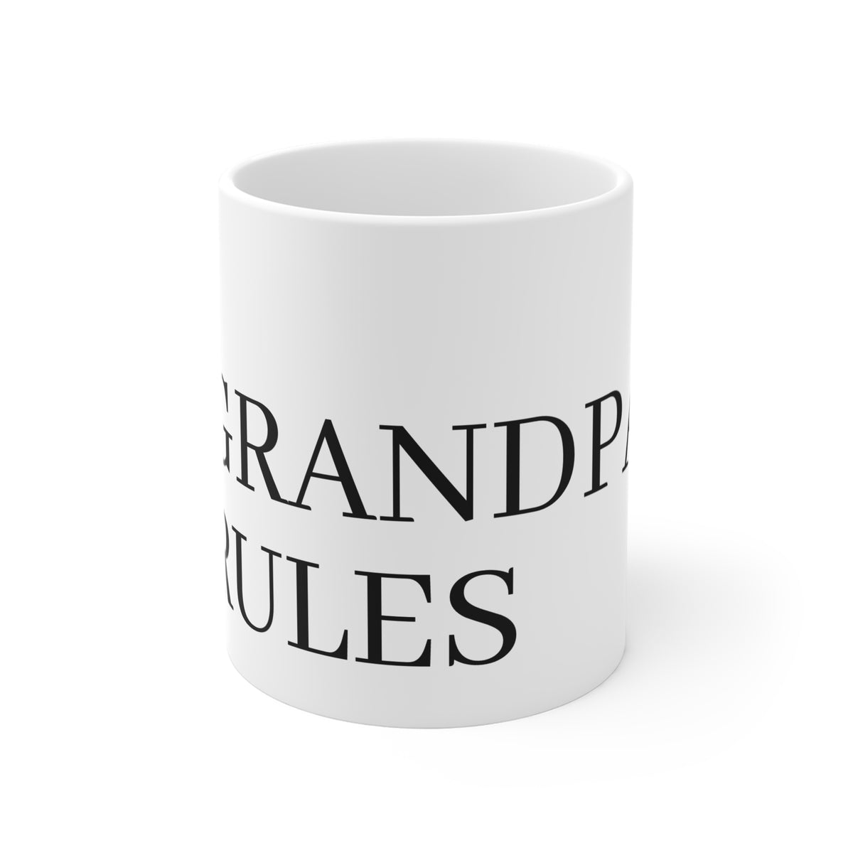 Printify 11oz ceramic mug with a white background and colorful printed design, perfect for coffee or tea.