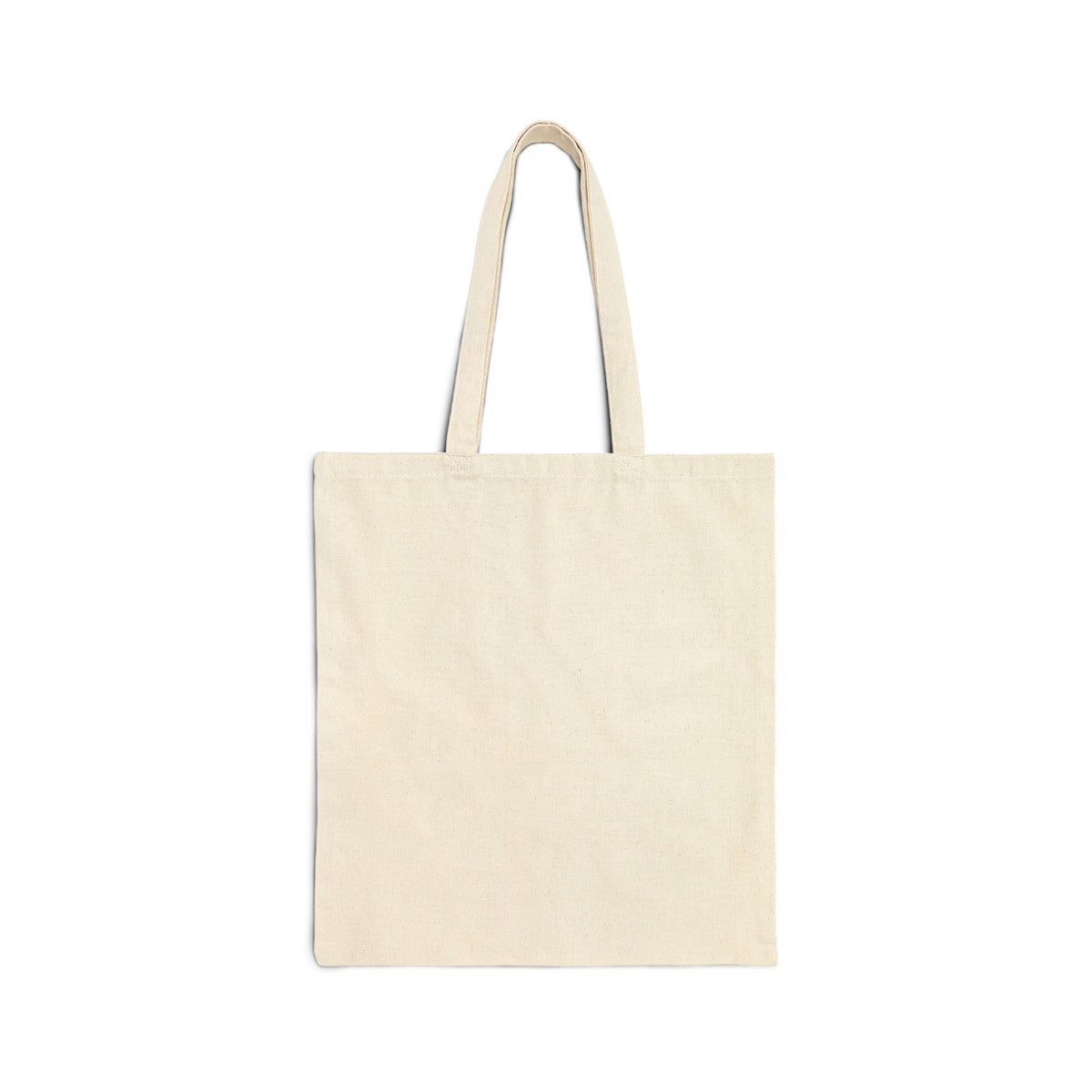 Cotton canvas tote bag with sturdy handles, white with printed design, ideal for carrying daily essentials.
