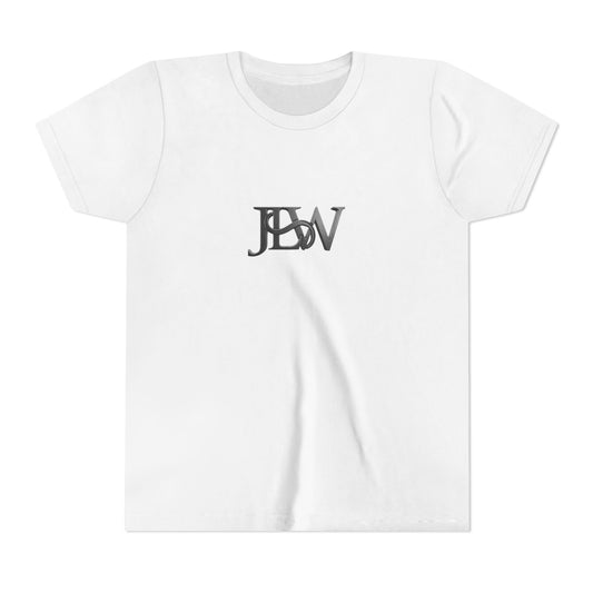 Kids' youth short sleeve tee by Printify, showing a colorful casual T-shirt with a round neckline and short sleeves.