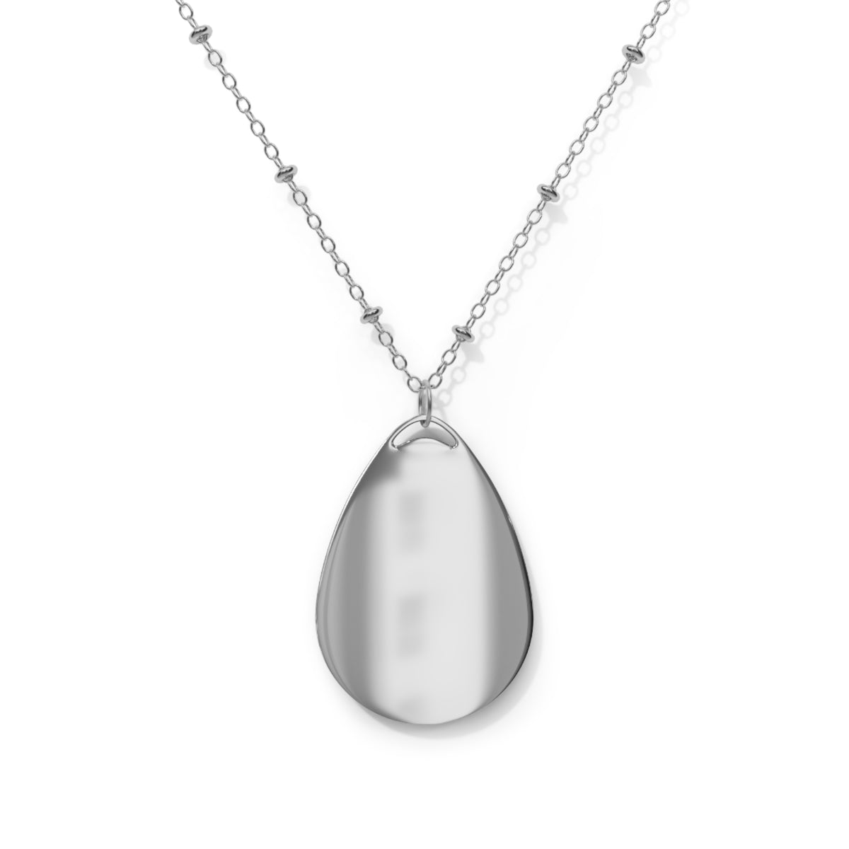 Printify oval necklace accessory featuring a sleek silver oval pendant on a delicate chain.