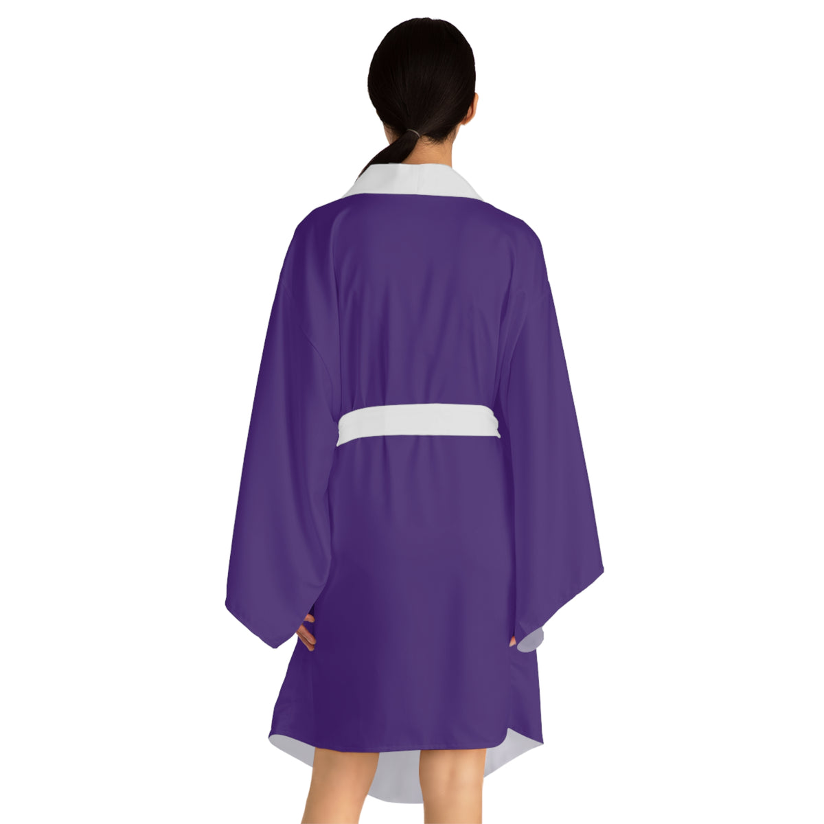 Long sleeve kimono robe with all-over print design by Printify, featuring a soft fabric and intricate pattern detail.