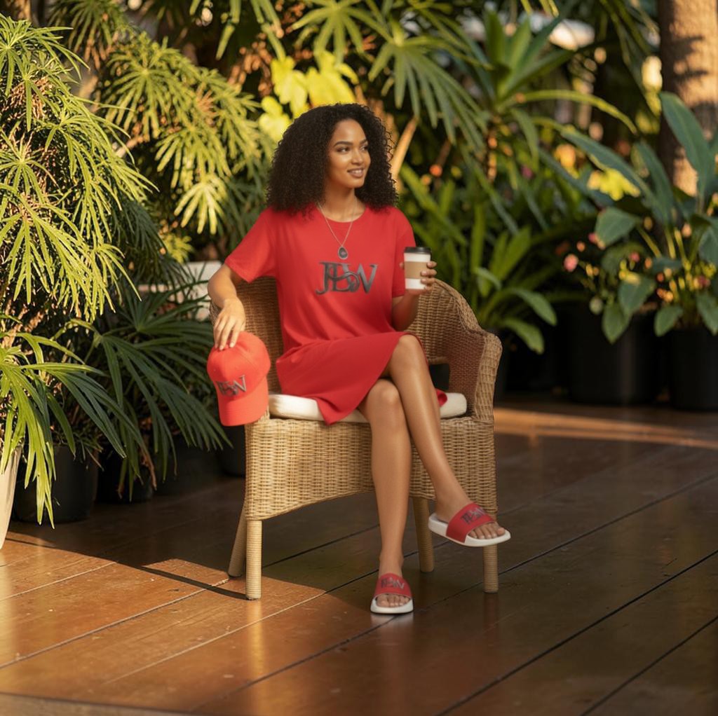 All-over print T-shirt dress by Printify featuring vibrant, colorful abstract patterns on lightweight fabric.